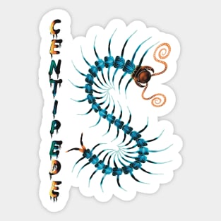 Orange & Blue Centipede with Spray Paint Sticker